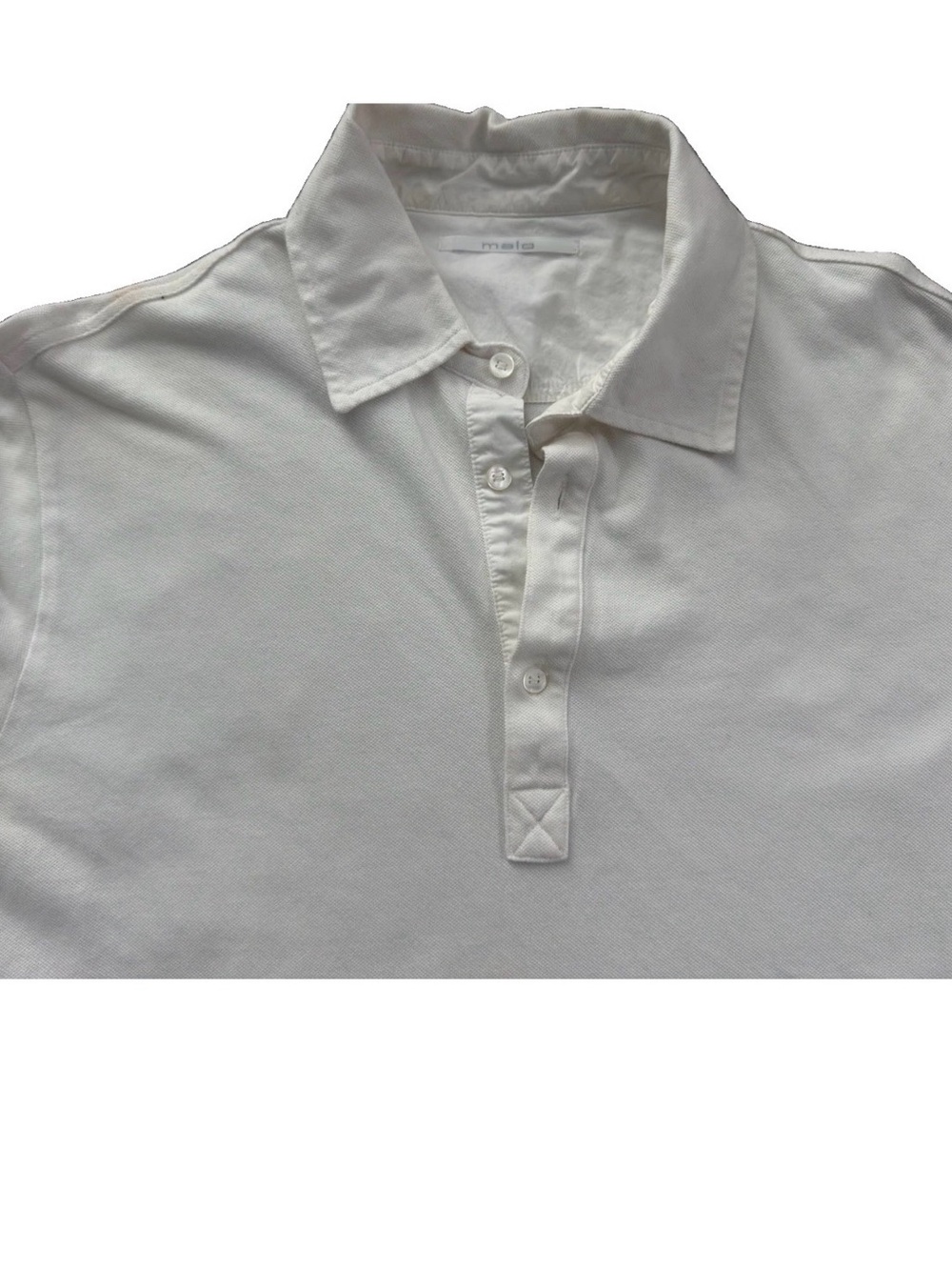 Malo Firenze White Cotton Piqué Long Sleeve Polo Shirt Italian Luxury IT 52 / L